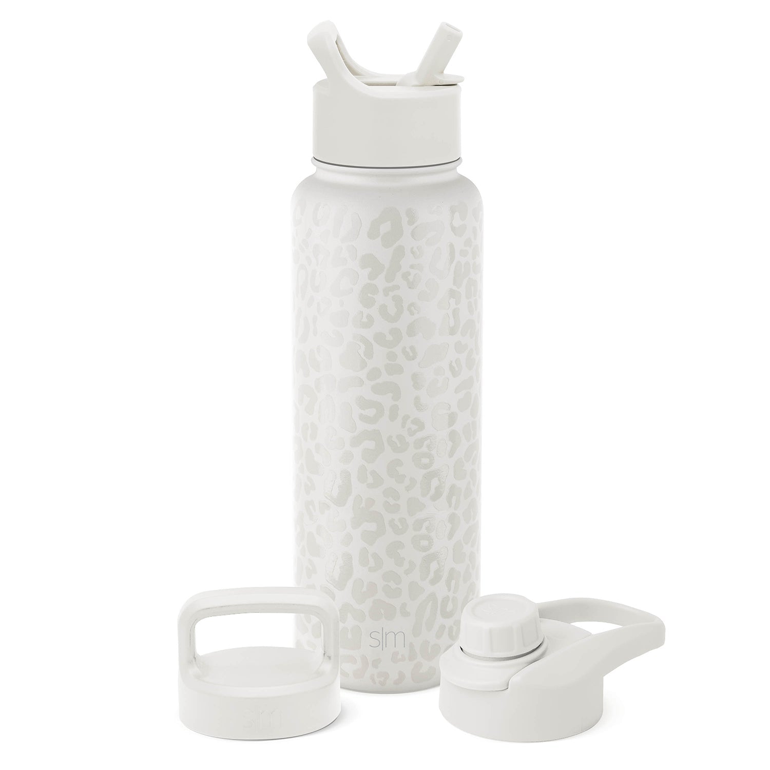 Summit Water Bottle with Straw Lid, Chug Lid, and Handle Lid - Cream Leopard